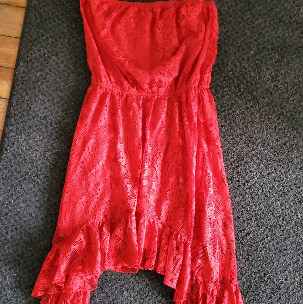 Strapless lace dress